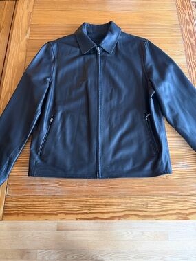 Leather Zip-Front shirt